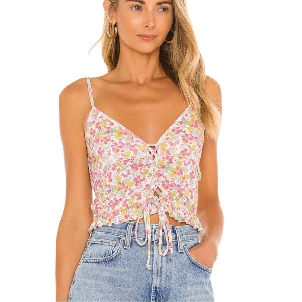 LoveShackFancy Sarai Cami Top in Fruity Punch. Size medium.